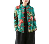 Chinese Style Cheongsam Top Winter Coat Button Coat Chinese Style Women's Clothing (Color : 2, Size : 4XL)