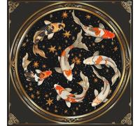 Chinese Style Circle Fish DIY 11CT Counted Cross Stitch Kits for Beginners Easy Stamped Fabric Embroidery Needlecraft Art Wall Decor 38x38cm(3)
