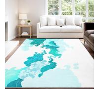 Chinese Style Classical Calm Zen 150 x 210 cm Rugs, White Erotic Rugs Non Slip Washable Area Rugs, Abstract Auspicious Clouds Resistant Rugs for Living Room Hallway