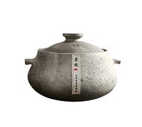 Chinese Style Clay Pot,Traditional Unglazed Earthen Pot Hot Pot,Hand Polished Stockpot With Chinese Medicine For Open Flame Stovetop-Gray 19x15cm(7x6inch)