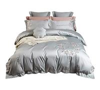 Chinese Style Cotton Soft Four-piece Chinese Style Classical Floral Embroidery Pure Cotton Duvet Cover Bedding (Color : B 5-piece suit, Size : 1.8m) (A 7 piece Suit)