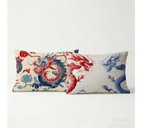 Chinese Style Cushion Covers 40x60, Dragon Pillow Cases 2 Pack, Sofa Bed Decor Cushion Covers 24 x 16in with Invisible Zipper Heat Absorbing Breathable for All-Season Who Sweat Easily Gifts BZTH-1385