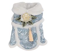 Chinese Style Dogs Suit Warm Plush Autumn Winter Coat Traditional Pet Costume for New Year Christmas Party Teddy Chihuahua Poodle Pomeranian Bichon Cocker Spaniel (S)