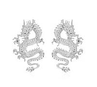 Chinese Style Dragon Earrings Vintage Punk Animal Totem Earrings Dainty Cubic Zirconia Pearl Dragon Statement Earrings Personalized Dragon Prom Jewelry for Women, Zinc, No Gemstone