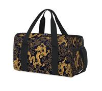 Chinese Style Dragon Sports Duffel Bag Dragon Print Weekend Overnight Bag Tote Holdall Casual Travel Gym Duffel Bags for Kids Girls Boys Women Men