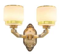 Chinese Style E27 Copper Wall Sconce with Simple Cylindrical Glass Shade - Wall Mounted Light Fixture for Restaurant, Loft, Living Room, and Bedroom (1-Light/2-Light)