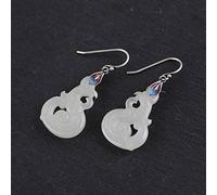 Chinese Style Eardrop S925 Silver Creative Design Closeled Earrings Woman Hair Nephrite Enamel Phoenix Earrings As Shown, LJBLEUSK, Argent