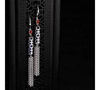 Chinese Style Eardrop S925 Silver Sterling Personality Retro Gland Double Characters Chinese Agate Southern Red Temperament Single Female Earrings Like Mo, LJBLEUSK