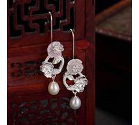 Chinese Style Eardrop S925 Silver Sterling Plum Flower Earrings Natural Pearl Shell Art of Retro Personality Matching All a, LJBLEUSK