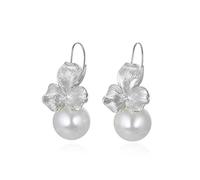 Chinese Style Eardrop S925 Silver Sterling Shell Pearls Earrings Small Flowers Earrings Temperament Personality Earrings at The Mo, LJBLEUSK