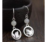 Chinese Style Eardrop S925 Solid Silver Incrustation Silver Craft Women Simple Earrings Silver Jewelryas Shown, LJBLEUSK