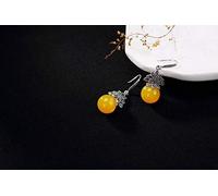 Chinese Style Eardrop S925 Sterling Silver Chalcedony Pomegranate Red Corindon Shell Retro Pearls Matching All Female Earrings Chalcedony J, LJBLEUSK