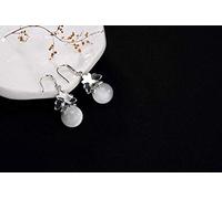 Chinese Style Eardrop S925 Sterling Silver Chalcedony Pomegranate Red Corindon Shell Retro Pearls Matching All Female Opal Earrings, LJBLEUSK