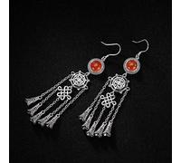 Chinese Style Eardrop S925 Sterling Silver Inscribed Southern Red Agate Natural Gland Personality Ethnic Female Earrings, LJBLEUSK, red