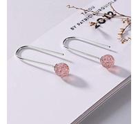 Chinese Style Eardrop S925 Sterling Silver Natural Strawberry Crystal Pearls Pink Crystal Personality Simple Small Female Earrings As Shown, LJBLEUSK
