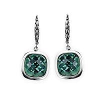Chinese Style Eardrop Summer Earrings S925 Sterling Silver Green Crystal Earrings Woman's Earrings Temperament Retro Hollow Earrings Engraved Matching, LJBLEUSK, Green