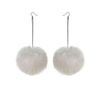 Chinese style earrings,Creative Jewelry, Colorful Fluffy Plush Soft Rabbit Fur Ball Earrings for Women Girls Party Holiday Jewelry Gifts(White)