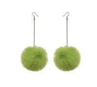 Chinese style earrings,Creative Jewelry, Colorful Fluffy Plush Soft Rabbit Fur Ball Earrings for Women Girls Party Holiday Jewelry Gifts(Green)