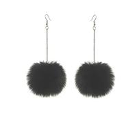 Chinese style earrings,Creative Jewelry, Colorful Fluffy Plush Soft Rabbit Fur Ball Earrings for Women Girls Party Holiday Jewelry Gifts(Black)
