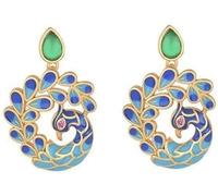 Chinese Style Earrings， S925 Silver and Gold Plated with Natural Jasper Enamel Peacock Earrings for Women