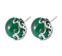 Chinese Style Earrings S925 Silver Korean Fashion Flow Agate Green Hot and Wet ear Pin Woman Earrings Silver Jewelry, LJBLEUSK