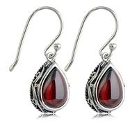 Chinese Style Earrings S925 Sterling Silver Vintage Thai Silver Embedded Green Agate in Drop Shaped Fashion Personality Female Earrings Guava, LJBLEUSK