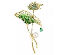 Chinese Style Enamel Brooch Elegant Lotus Flower Pin for Women Unique Vintage Floral Accessory Banquet Daily Gift
