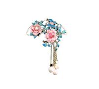Chinese Style Enamel Peony Tassel Brooch Exquisite Creative Chinese Clothing Accessories Aluminum Sandstone Aluminum Sandstone