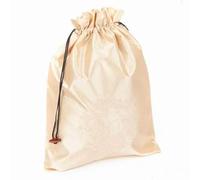 Chinese style Fine Embroidery Dragon Shoe Storage Bags Travel Drawstring Women Satin Fabric Shoes Pouch Reusable Protects Covers with lined, beige (10 pcs), 10.6 x 14 inch about, Storage