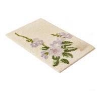 Chinese Style Flocked Moss Velvet Rug, Non-Slip Thickened Polyester Floor Mat with Floral Pattern for Bedroom, Machine Washable Bath Mat, Beige 50x80cm(50 * 80 Cm Beige)