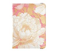 Chinese Style Floral Peony Peach Gold Leather passport holder for travel for travel Vaccine Case Protector Cover Wallet Passport Holder for men Ultra Slim