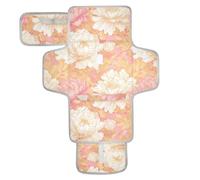 Chinese Style Floral Peony Peach Gold Reusable Diaper Changing Pads with Tissue Pocket Portable Changing pad for Baby with Built-in Pillow cambiador de pa?ales para Bebes
