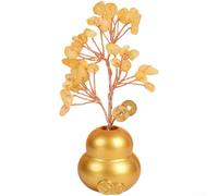Chinese Style for crystal Tree Figurine Gold Home Desk Decoration(A)