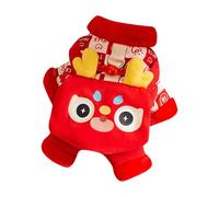 Chinese Style Four-Legged Pet Cotton Coat with Lion Dance and Dragon Pattern, Auspicious Festive Design, Thick Warm Thermal Winter Outfit for Indoor and Outdoor Wear(A,One Size)