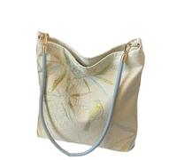 Chinese Style Gold Thread Embroidery Bamboo Leaf/Butterfly Deco Pattern Women's Handbag, Fashion Crossbody Purse Shoulder Bag for Ladies-Beige