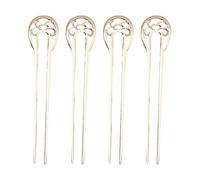 Chinese Style Hair Fork Women Accessory 4pcs U-shaped Set for Girls Hairstyle Tool Updo Bun French Pin Stick Strong Hold Ponytail Wrap Lightweight Golden 1