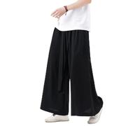 Chinese Style Harajuku Linen Cotton Linen Pants Man Japanese Kimono Pants Male Streetwear Summer Retro Wide-Leg Loose Trousers
