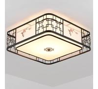Chinese Style Household Simple Ceiling Light Fixture Square Antique Plum Pattern LED Ceiling Lamp Exquisite Wrought Iron Lamp Body Fabric E27,Indoor Lighting