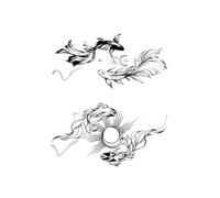 Chinese Style Ink Pisces Sun And Moon Waterproof Tattoo Stickers Waterproof Long-lasting Tattoo