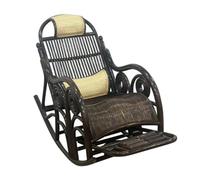 Chinese-Style Lazy Balcony Rattan Rocking Chair, Anti-Tipping Design, Suitable for Living Room Balcony and Garden(Brown,125 * 100 * 63cm)