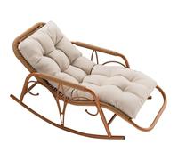 Chinese-style lazy garden leisure rattan rocking chair, Anti-tipping design, Suitable for Leisure Areas Such as Garden Balconies Comes with an Extended Cushion.(Yellow,161 * 79 * 64cm)