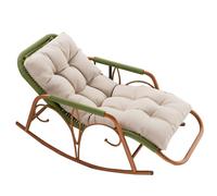 Chinese-style lazy garden leisure rattan rocking chair, Anti-tipping design, Suitable for Leisure Areas Such as Garden Balconies Comes with an Extended Cushion.(green,161 * 79 * 64cm)
