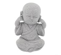 Chinese Style Little Monk Resin Figurine Buddha Sculpture for Home Decoration Living Room Tabletop Statue with Exquisite Carving and Material (Not Listen)