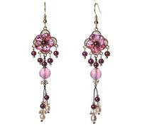 Chinese style long earrings, handmade tassel retro earrings, versatile and simple, new Chinese ethnic and ancient style accessories (B)