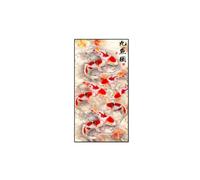 Chinese Style Lotus Abstract Nine Koi Fish Canvas Painting Poster Feng Shui Wall Art Interior Paintings Living Room Home Decor- 40X80cm Unframed