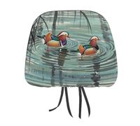 Chinese Style Mandarin Ducks 1 PCS Car Headrest Cover Universal Headrest Covers Soft Breathable Car Head Rest Covers Set Elastic Head Rest Protector Auto Seat Cover Vehicle Accessories for Cars, Truck