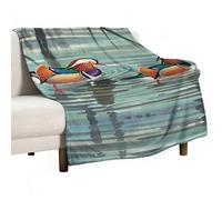 Chinese Style Mandarin Ducks Blanket, Soft Flannel Fleece Blankets Quick-Dry, Lightweight Throw Blanket for Couch, Bed, Office & Travel, Ideal Gift for Family & Friends, 30"x50"