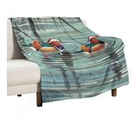 Chinese Style Mandarin Ducks Blanket, Soft Flannel Fleece Blankets Quick-Dry, Lightweight Throw Blanket for Couch, Bed, Office & Travel, Ideal Gift for Family & Friends, 30"x40"