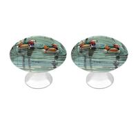 Chinese Style Mandarin Ducks Cabinet Knobs, 2-Pack Silver Stainless Steel Drawer Pulls with Screws, Elegant Hardware for Dressers, Kitchen,Cabinets & Desks