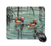 Chinese Style Mandarin Ducks Mouse Pad Square Mice Mat Waterproof Computer Mousepad with Non-Slip Rubber Base Wireless Mice Pad for Laptop Office Home Personalized Gaming Mousepad 25 * 30cm